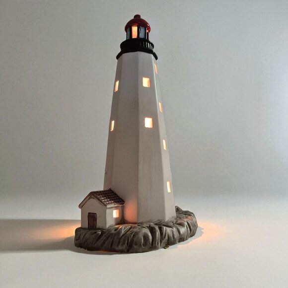 Lefton Sandy Hook Lighthouse 1764 Lighted Resin 1991 Colonial Village - Picture 1 of 10